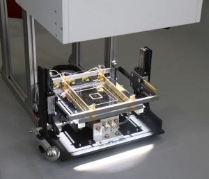 Model #15510 Vacuum Chuck with 15512 Probe Bar and Actuator Option illuminated by a 11018A Solar Simulator