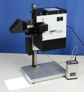 Abet Technologies’ Model 11002 SunLiteTM Solar Simulator with the 15278 option for infinitely and reproducibly adjustable irradiance control as well as the 15279 electronic shutter option.